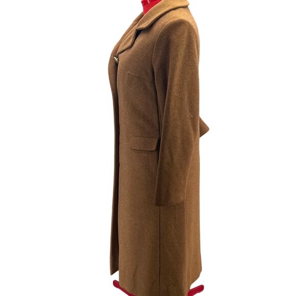 Shagmoor Vintage ILGWU Made Brown Wool Long Trench Coat Jacket Women Medium - Picture 5 of 13